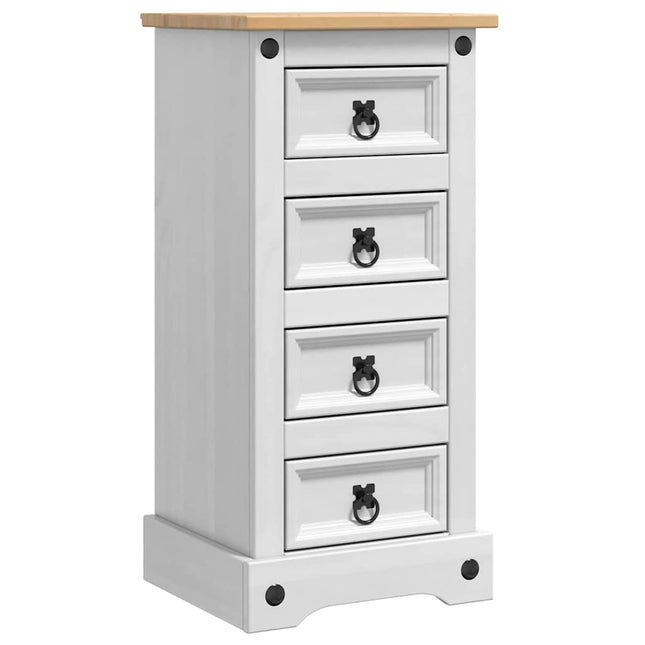 Sengebord CORONA Hvid 35 x 32,5 x 74 cm Massiv fyrretræ