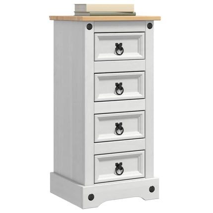 Sengebord CORONA Hvid 35 x 32,5 x 74 cm Massiv fyrretræ
