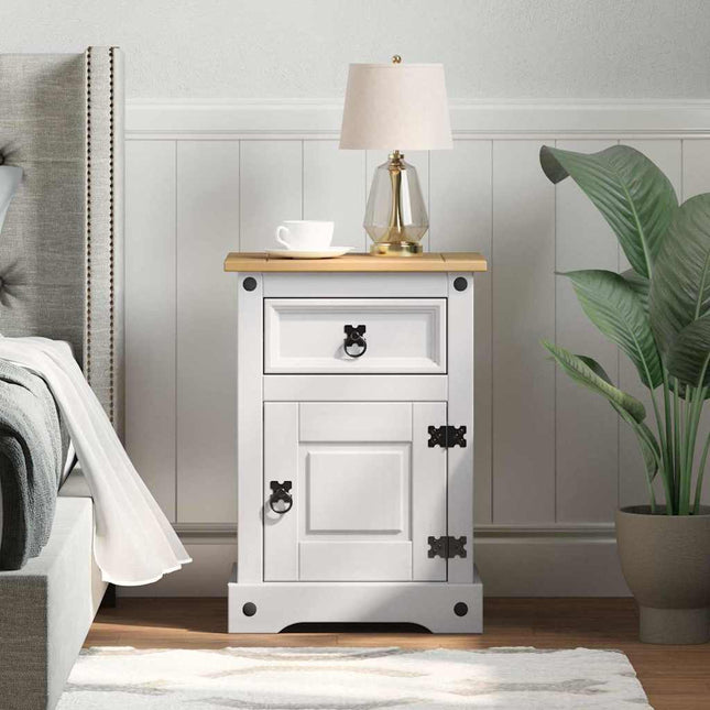 Sengebord Corona Hvid 45 x 35 x 64 cm Massiv fyrretræ