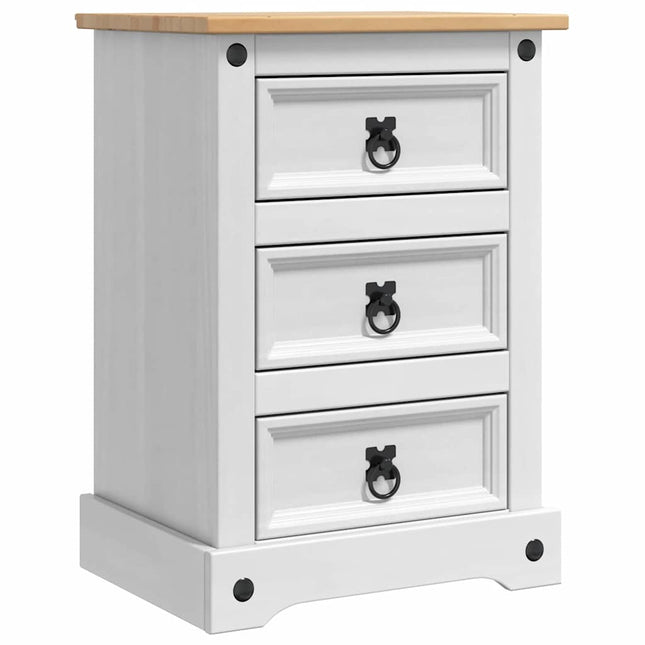 Sengebord Corona Hvid 45 x 35 x 64 cm Massiv fyrretræ