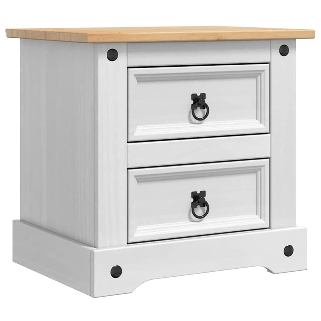 Sengebord Corona Hvid 53 x 39 x 47 cm Massiv fyrretræ