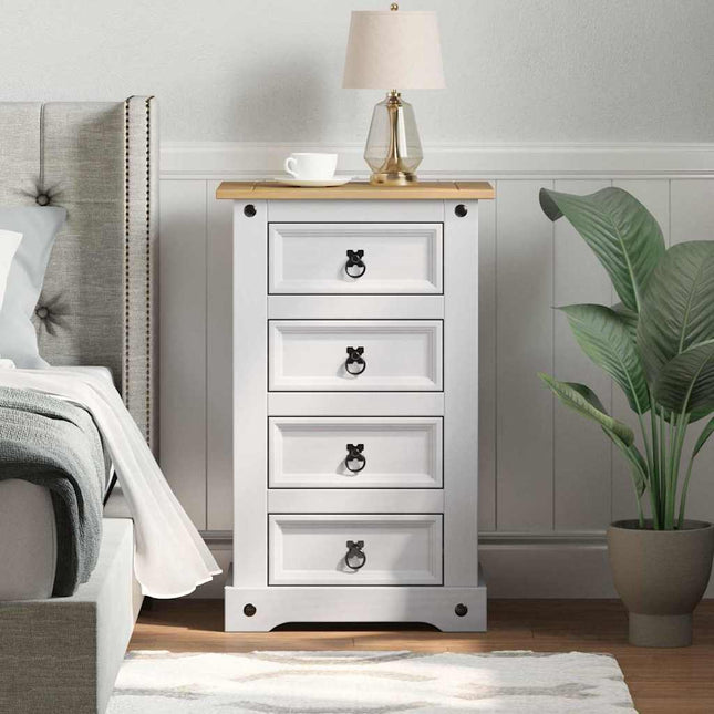 Sengebord Corona Hvid 53 x 39 x 84 cm Massiv fyrretræ