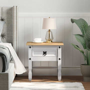 Endebord med skuffe Corona Hvid 50 x 50 x 50 cm Massiv fyrretræ