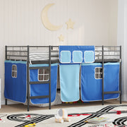 Kids'loftseng med gardiner Sort og Blå 90 x 200 cm