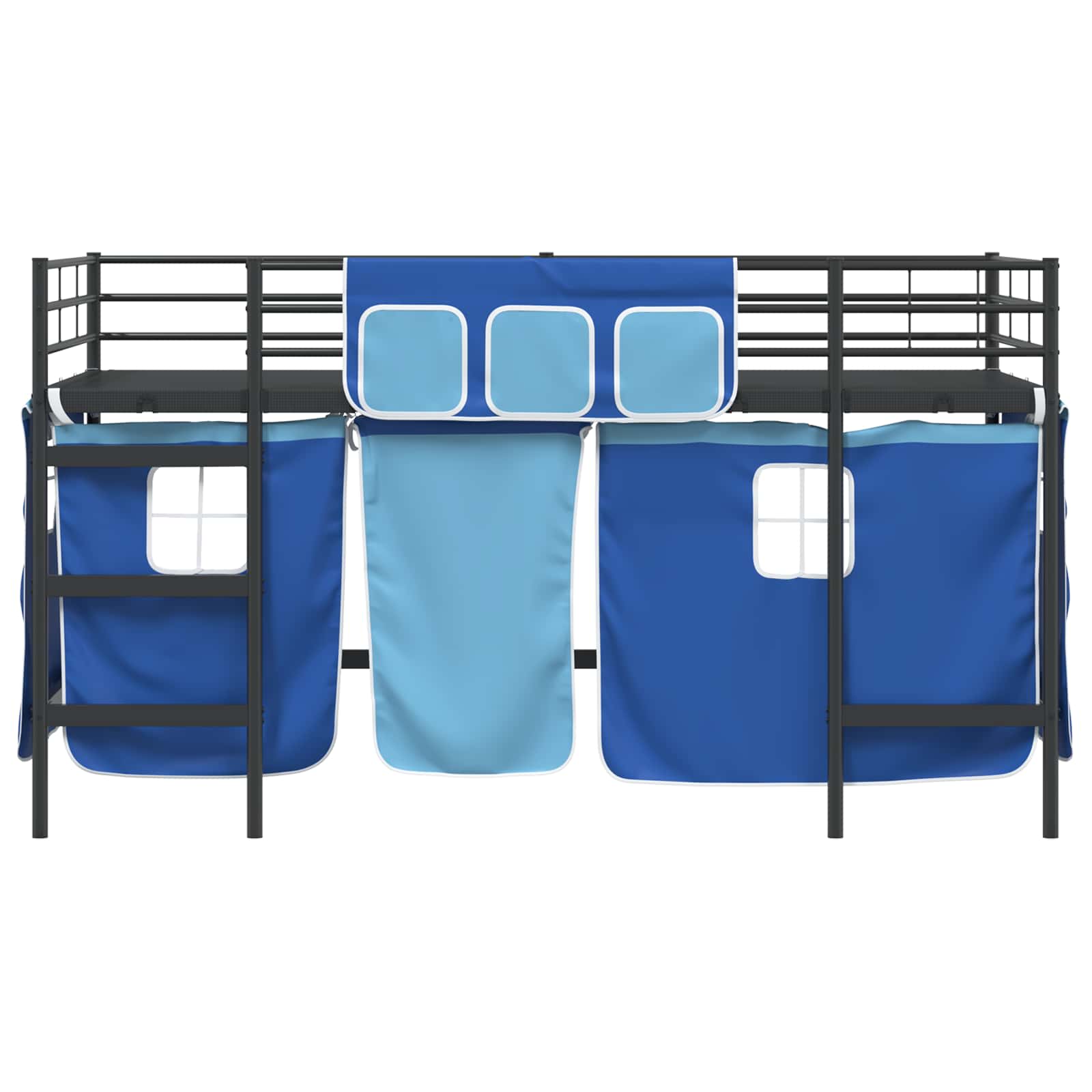 Kids'loftseng med gardiner Sort og Blå 90 x 200 cm