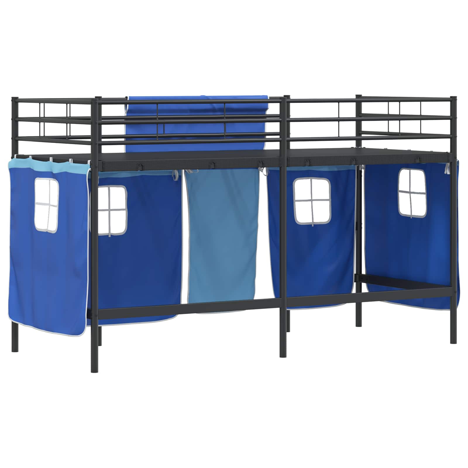 Kids'loftseng med gardiner Sort og Blå 100 x 190 cm