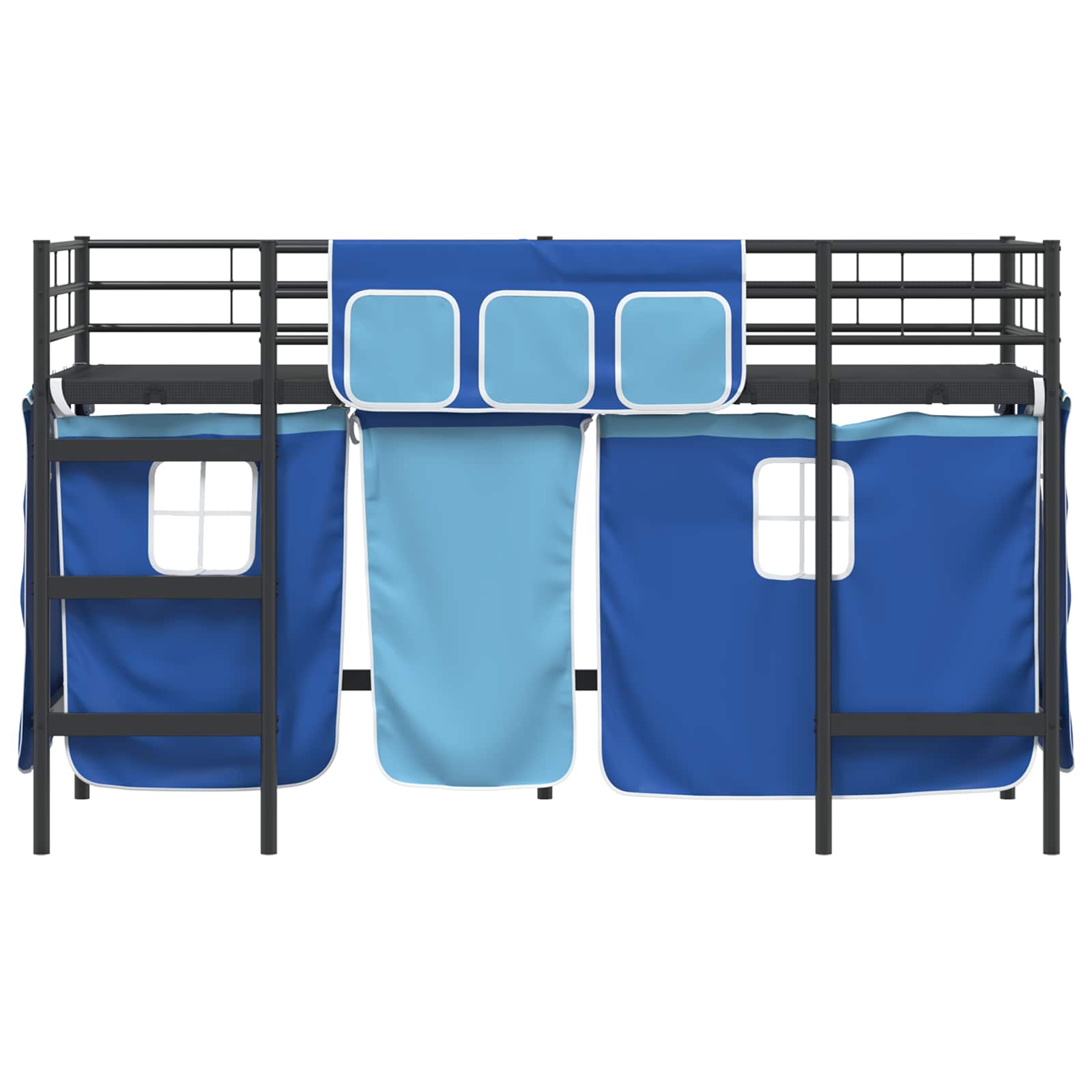 Kids'loftseng med gardiner Sort og Blå 100 x 190 cm
