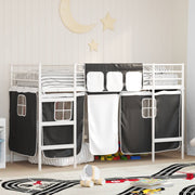Kids'loftseng med gardiner Hvid og sort 90 x 190 cm
