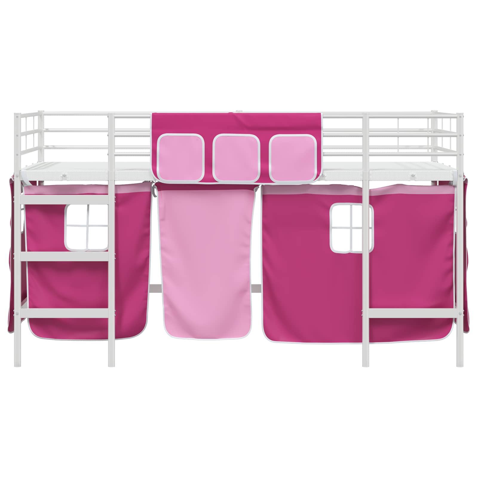 Kids'loftseng med gardiner Hvid og lyserød 90 x 200 cm