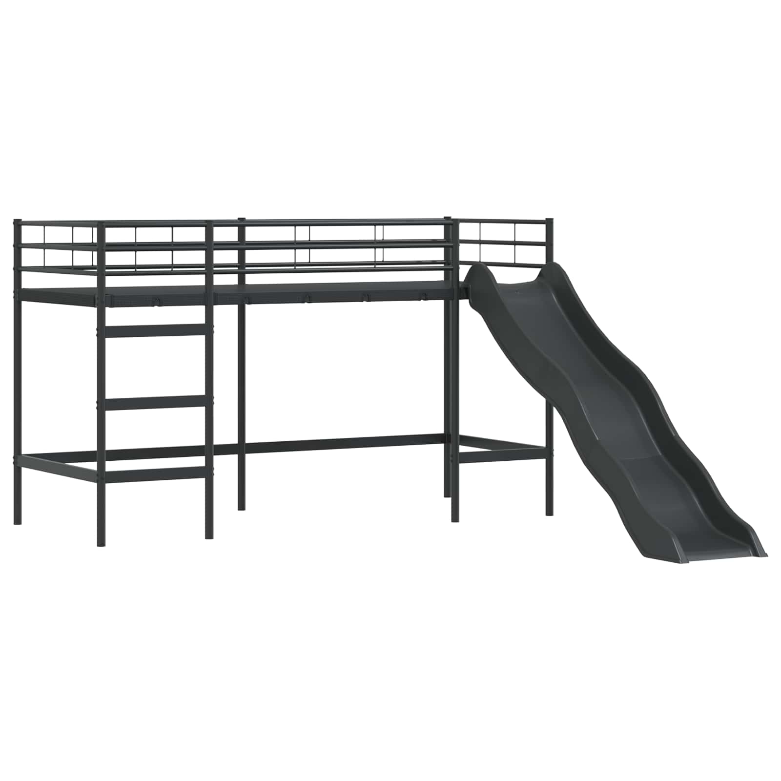 Børns Loft Seng Ramme Ensfarvet Sort 75 x 190 cm Metal