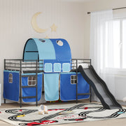 Børns Loft Seng Ramme Sort og Blå 107 x 200 cm Metal