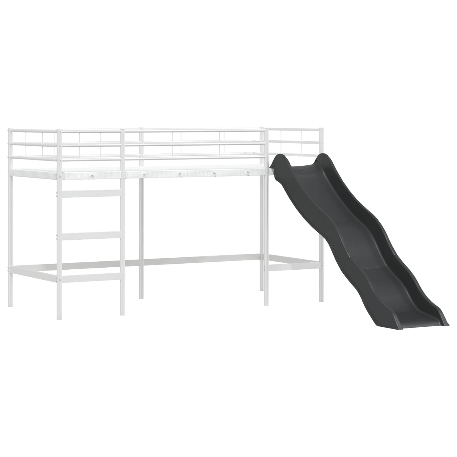 Børns Loft Seng Ramme Hvid og sort 75 x 190 cm Metal