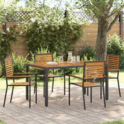 Have stapelstole 4 pcs Brun og sort Solid akacietræ, PE rattan