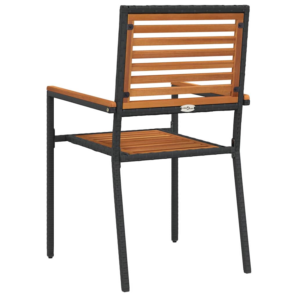 Have stapelstole 4 pcs Brun og sort Solid akacietræ, PE rattan