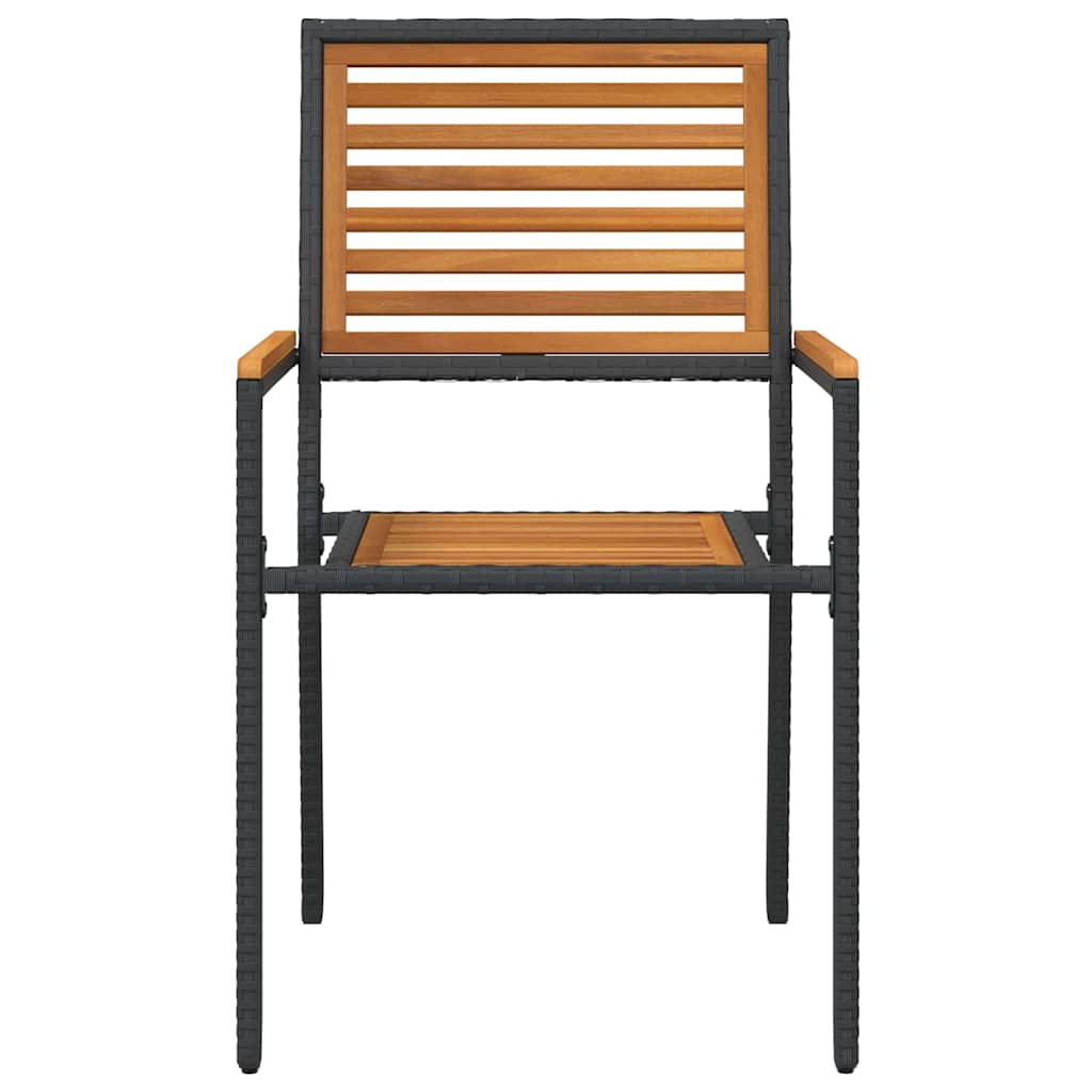 Have stapelstole 4 pcs Brun og sort Solid akacietræ, PE rattan