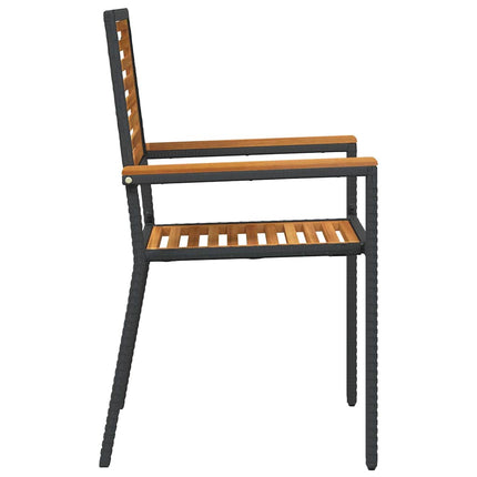 Have stapelstole 4 stk. Brun og sort Solid akacietræ, PE rattan