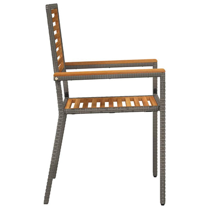 Have stapelstole 4 stk. Brun og grå Solid akacietræ, PE rattan
