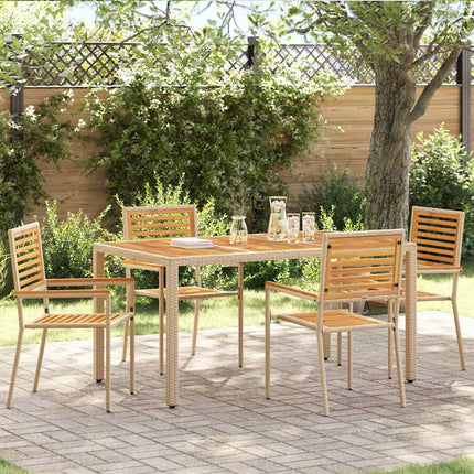 Have stapelstole 4 pcs Brun og Beige Solid akacietræ, PE rattan