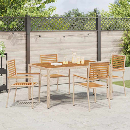 Have stapelstole 4 pcs Brun og Beige Solid akacietræ, PE rattan