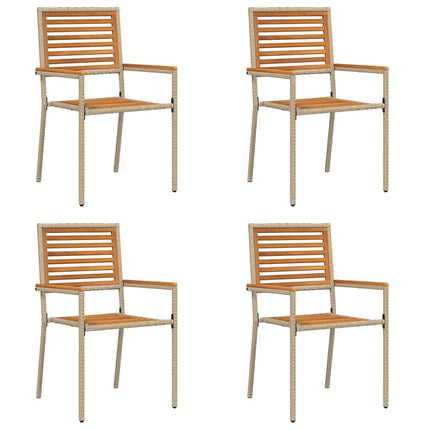 Have stapelstole 4 pcs Brun og Beige Solid akacietræ, PE rattan