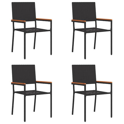 Have stapelstole 4 pcs Sort og Brunt PE rattan, Solid akacietræ