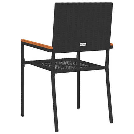Have stapelstole 4 pcs Sort og Brunt PE rattan, Solid akacietræ