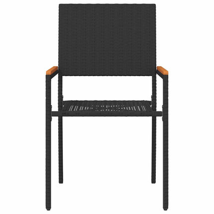 Have stapelstole 4 pcs Sort og Brunt PE rattan, Solid akacietræ