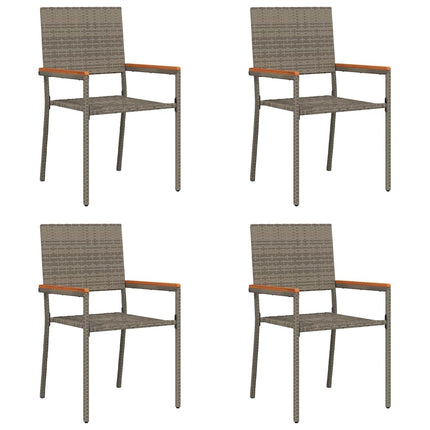 Have stapelstole 4 stk. Grå og Brun PE rattan, Solid akacietræ