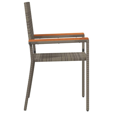 Have stapelstole 4 stk. Grå og Brun PE rattan, Solid akacietræ