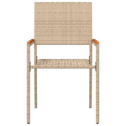 Have stapelstole 4 pcs Creme og Brun PE rattan, Solid akacietræ
