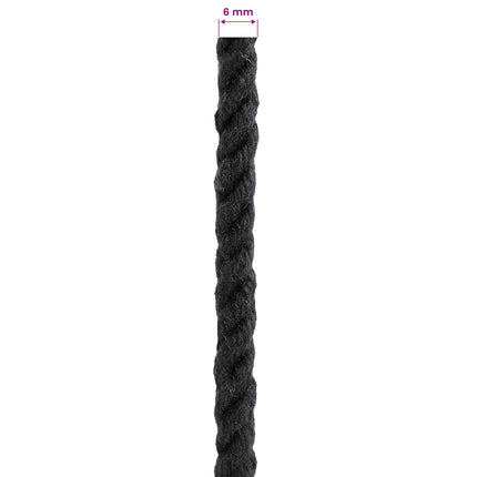 Bomulds Snor 6 mm 100 m Sort 100% Bomuld