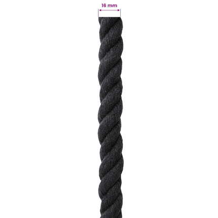 Bomulds Snor 16 mm 50 m Sort 100% Bomuld