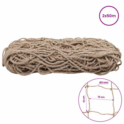 Jute Plante Støtte Net Naturfarvet 2 x 50 m 100% Tossa Jute
