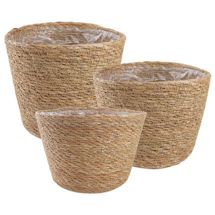 Søgræs Planterkurve 3 pcs Naturfarvet Ø26 x 19 cm 100% Søgræs