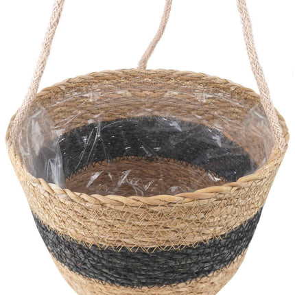 Søgræs Planterkurve 3 pcs Naturfarvet og sort Ø26 x 19 cm