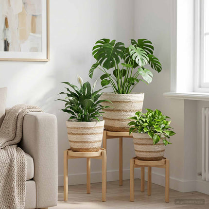 3 stk. Naturlig, hvid og beige Ø26 x 19 cm 100% Søgræs
