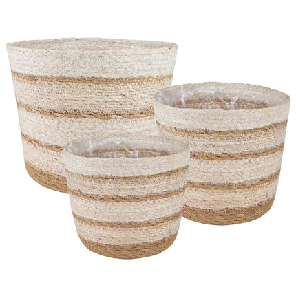 3 stk. Naturlig, hvid og beige Ø26 x 19 cm 100% Søgræs