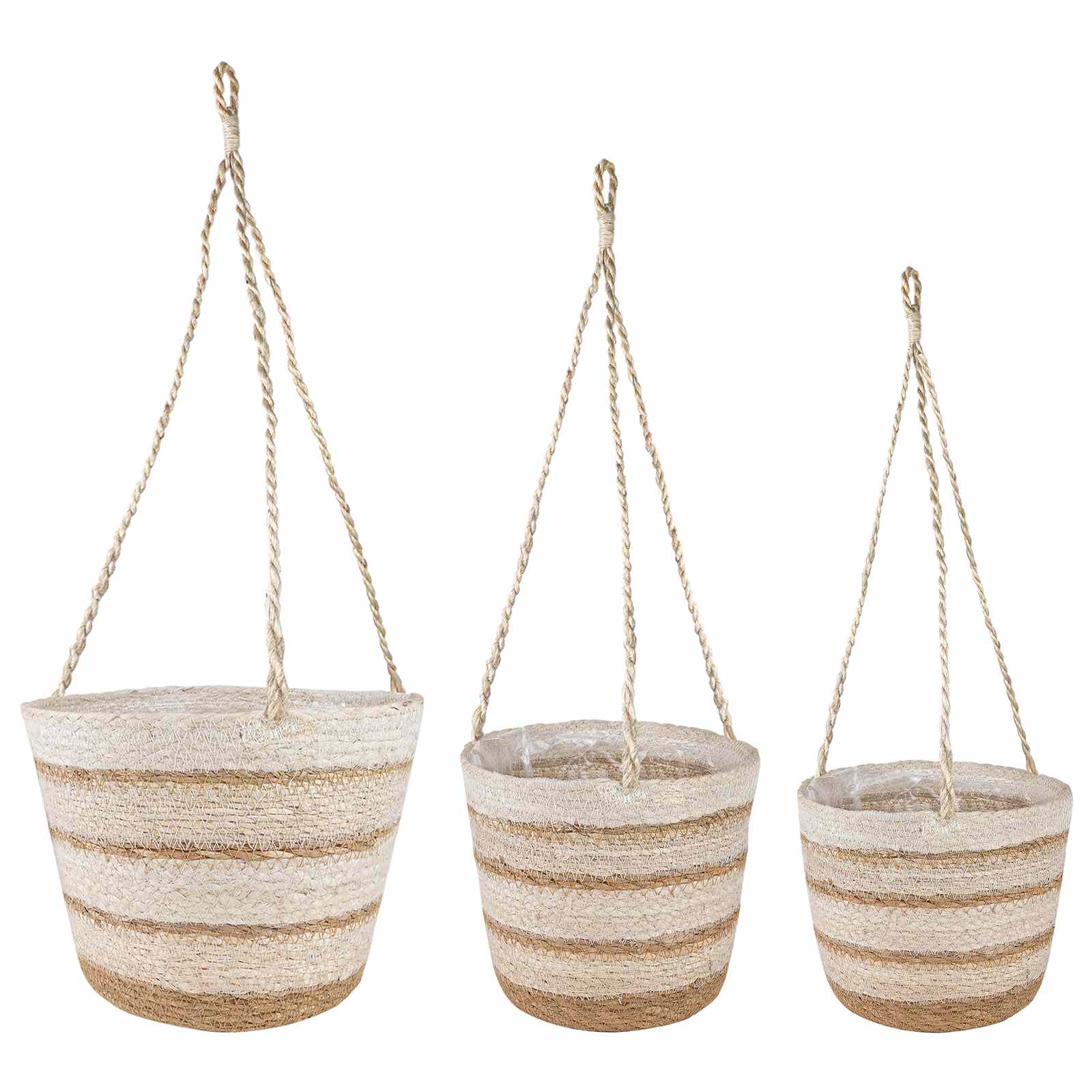 3 stk. Naturlig, hvid og beige Ø26 x 19 cm 100% Søgræs billede