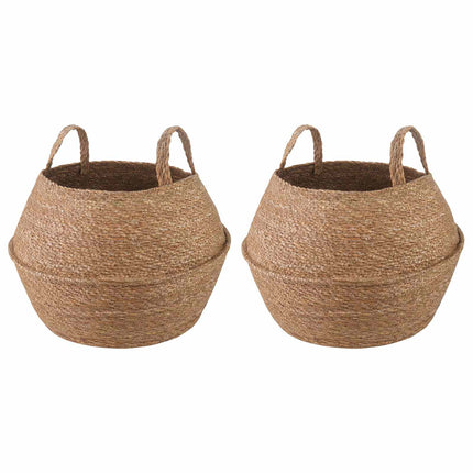 Plantekrukke med håndtag 2 pcs Naturfarvet Ø 45 x 36 cm