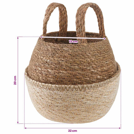 Plantekrukke med håndtag 2 pcs Hvid Ø 22 x 20 cm 100% Søgræs
