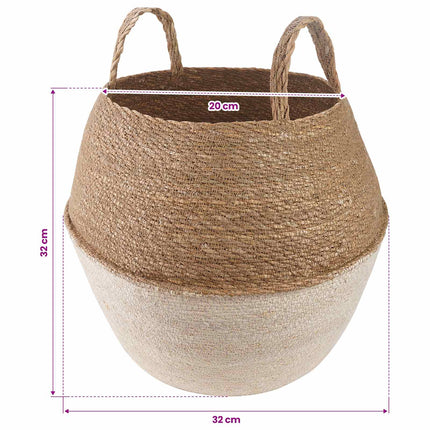 Plantekrukke med håndtag Hvid Ø 32 x 32 cm 100% Søgræs