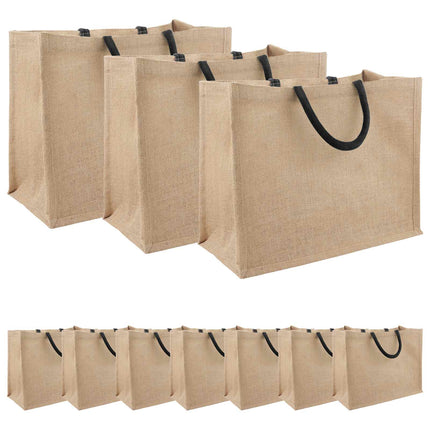 Jute tasker 10 pcs Naturfarvet og sort 42 x 33 x 19 cm