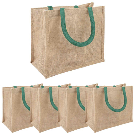 Jute tasker 5 pcs Naturlig og Grøn 26 x 22 x 14 cm