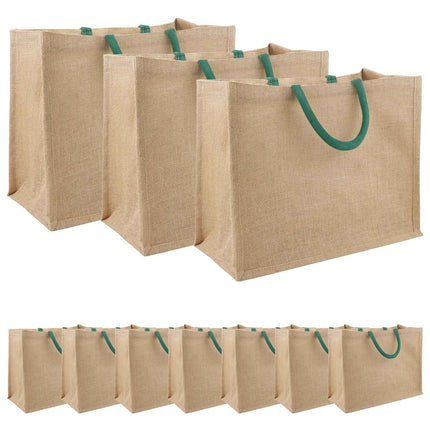 Jute tasker 10 pcs Naturlig og Grøn 42 x 33 x 19 cm