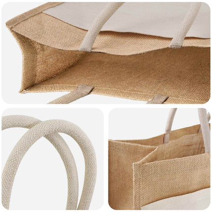 Jute håndtasker med lomme 5 pcs Natur og hvid 42 x 33 x 19 cm