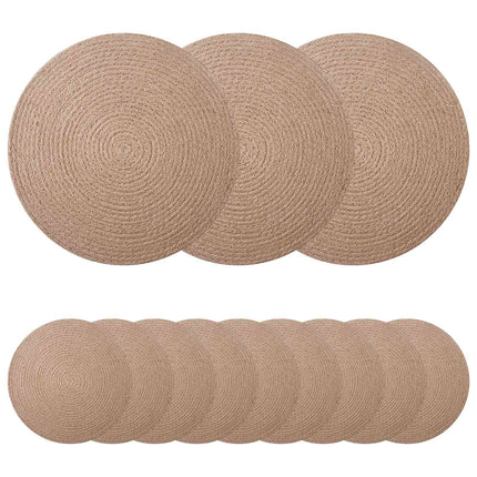 Jute dækkeservietter 12 pcs Naturfarvet Ø 30 cm 100% Tossa jute