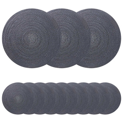 Jute dækkeservietter 12 pcs Mørkegrå Ø 30 cm 100% Tossa jute