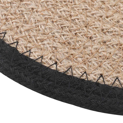 Jute dækkeservietter 12 pcs Naturfarvet og sort Ø 30 cm