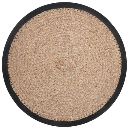 Jute dækkeservietter 12 pcs Naturfarvet og sort Ø 30 cm