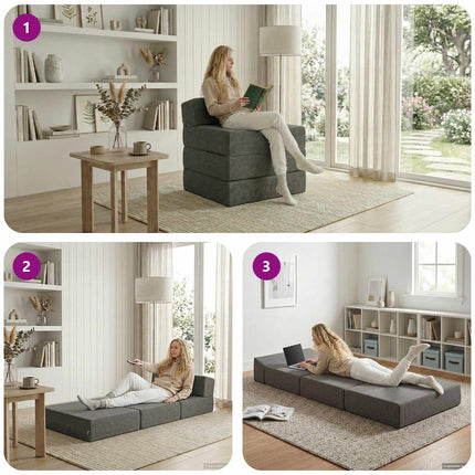 Samlebar Sofa Seng Lysegrå 70 x 60 x 63 cm Stof